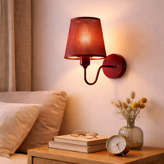 Dimmable Burgundy Fabric Wall Sconce Easy To Fit Max 60W ~6765