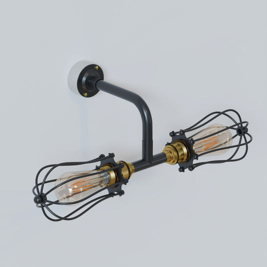 Industriële 2-weg verlichtingsset kooiconduit wandlampen ~ 5699