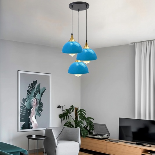 Stylish Blue Ceiling Pendant Light | 3 Dome Light~3522