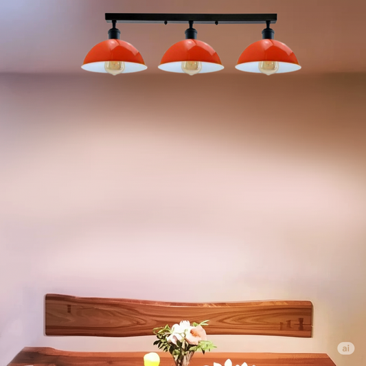 Industrial Steam Punk Orange 3 Way Over Table Light Indoor Ceiling Hanging Light ~3590