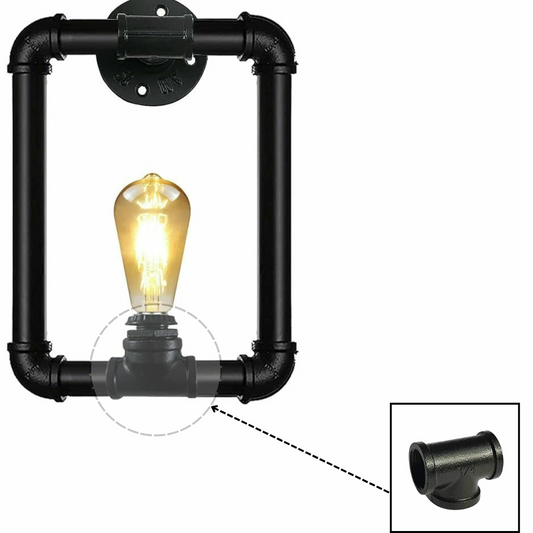 Conector en T de hierro maleable de 3/4 BSP pintado en negro con tuerca para tubería ~4528