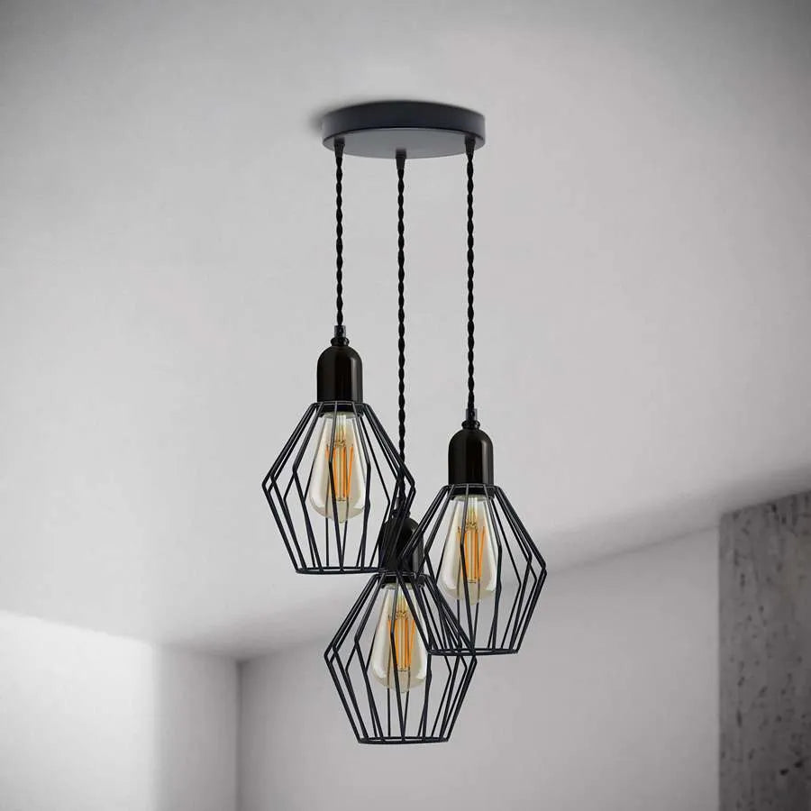 3 cage shade Pendant Light black 3 light cluster pendant popular lighting Kitchen Chandelier Triple Pendant light store lighting Triple chandelier