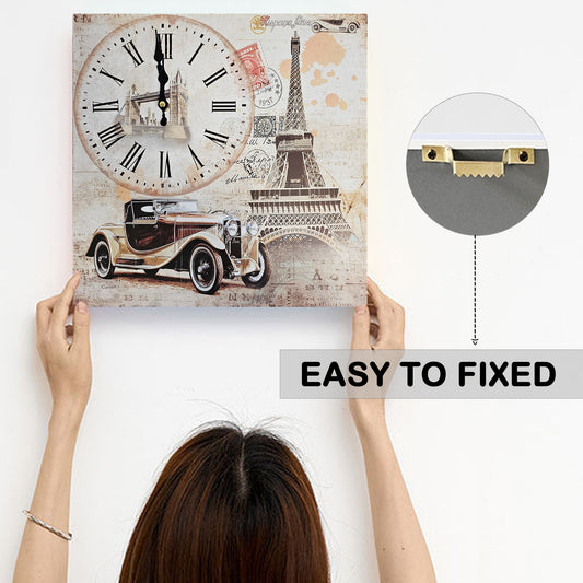 easy to fixed Eiffel Tower Frameless Art Paint Wall Clock