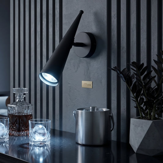 Lámpara de pared moderna GU10 de cono negro | Foco LED ~4598