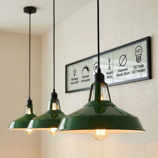 10-pak lamp wiszących w stylu vintage industrial, czarne ~6942