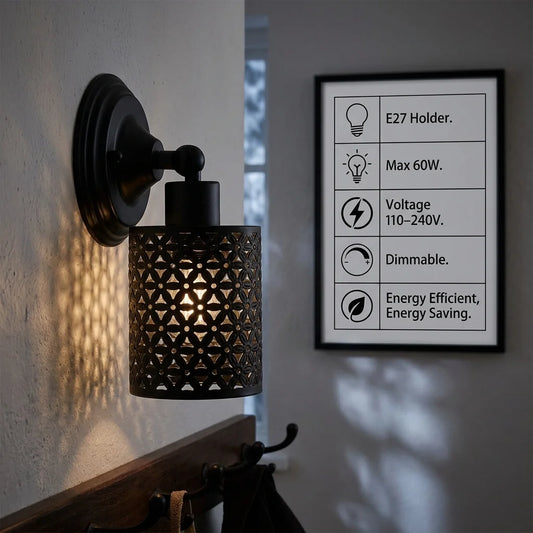 Marrakech Matte Black Lattice Wall Light ~2567