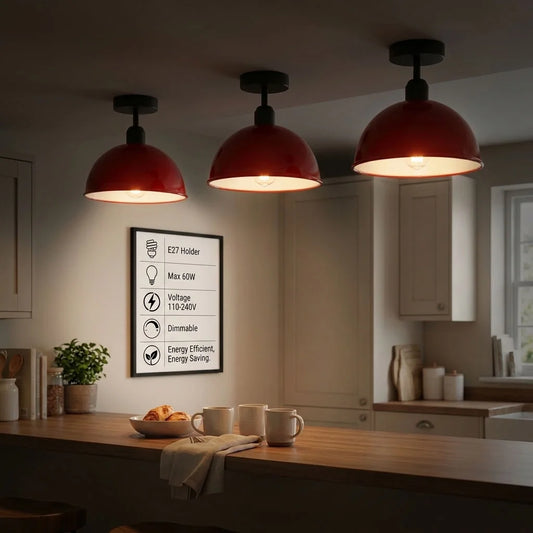 Industrial Vintage Dome Style Shade Light Fixtures ~3394