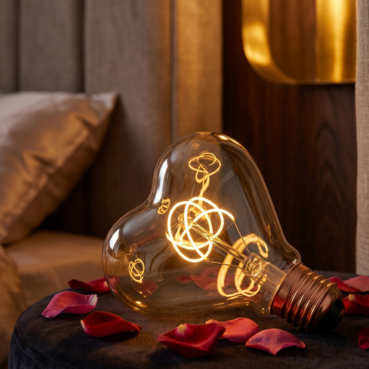Vintage Heart LED Filament Bulb - E27 Warm Amber Glow 4W ~1044