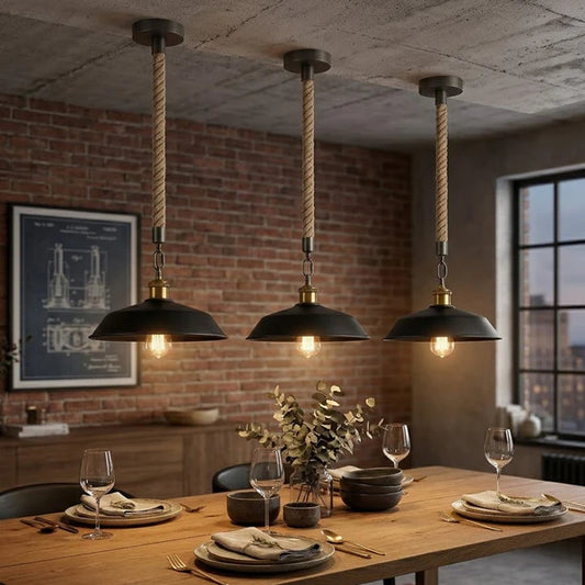 36cm Metal 1M Hemp Light E27 Dimmable Easy Fit ~6787