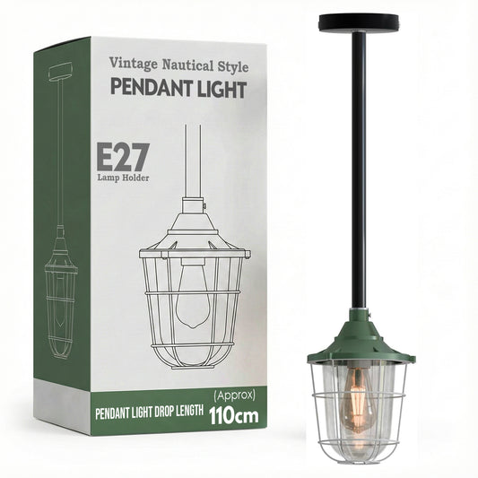 Industrial pipe ceiling pendant light kit with Conduit Fisherman Cage ~ 6114