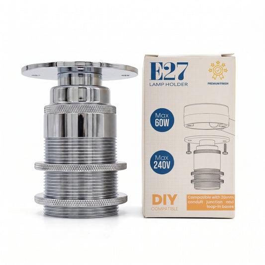 E27 ES Bulb Holder Batten Lamp Fitting Threaded 20mm Conduit Pipe Socket-5585