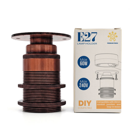 E27 ES Bulb Holder Batten Lamp Fitting Threaded 20mm Conduit Pipe Socket-5585