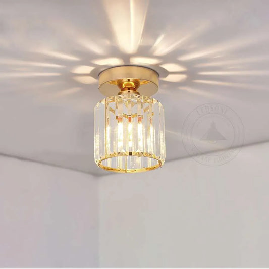 Ceiling mountCrystal Semi Flush E27 Ceiling Light Fixture Round Fitting Chandelier Lamp-Application 1