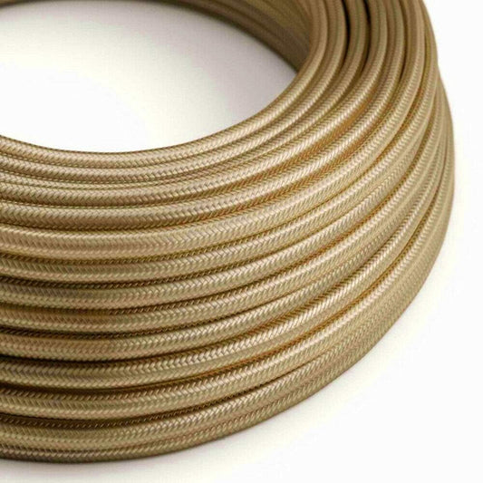 3 Core Round Gold Fabric Lighting Cable for Pendant Lights Flexible Gold Round Fabric Cord for DIY Lighting Projects