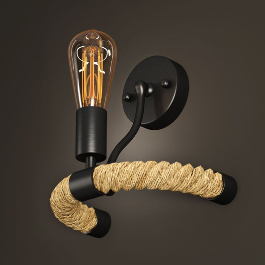 Loft Rope Wall Sconce Rustic Vintage Lamp E27 Holder Light ~6350