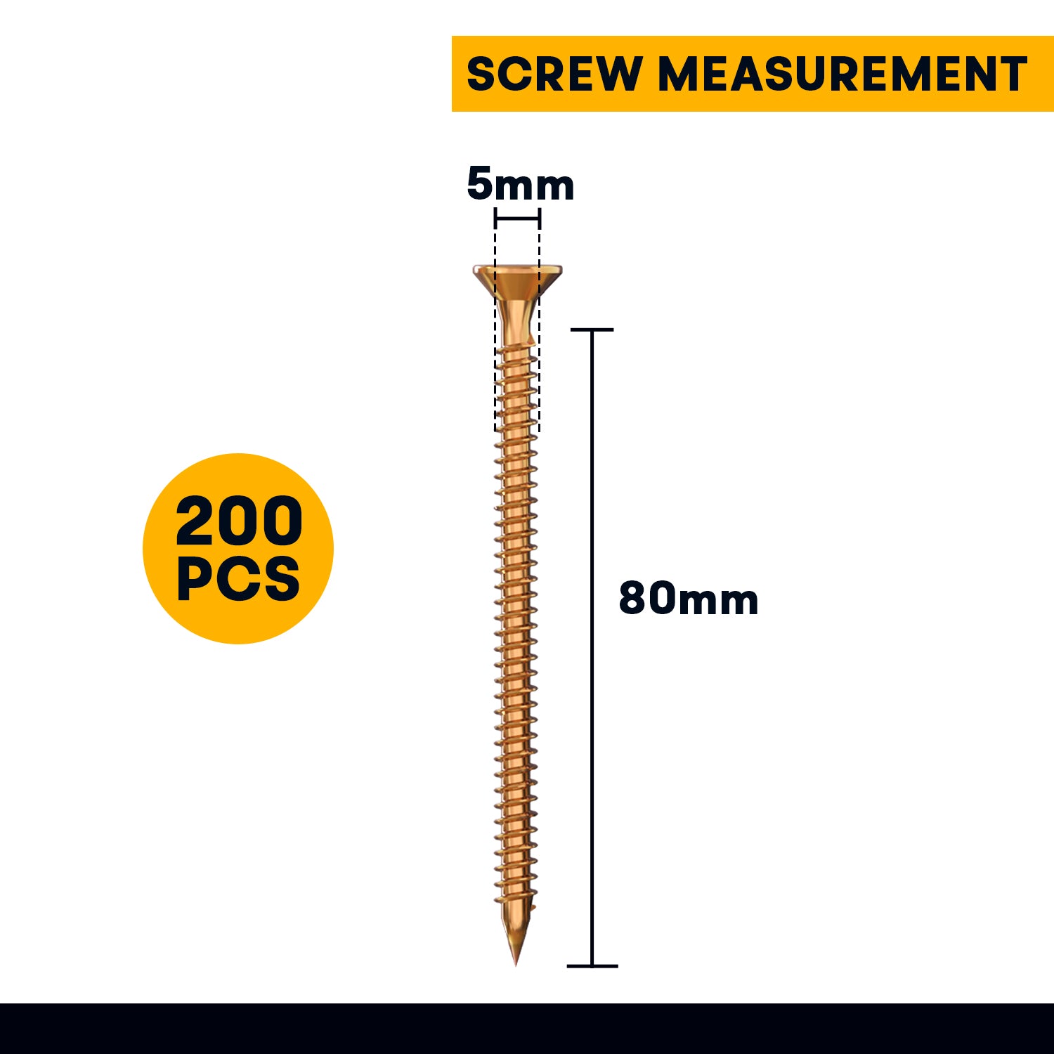 200 Pieces Self-Tapping Flat  Wood Screws 