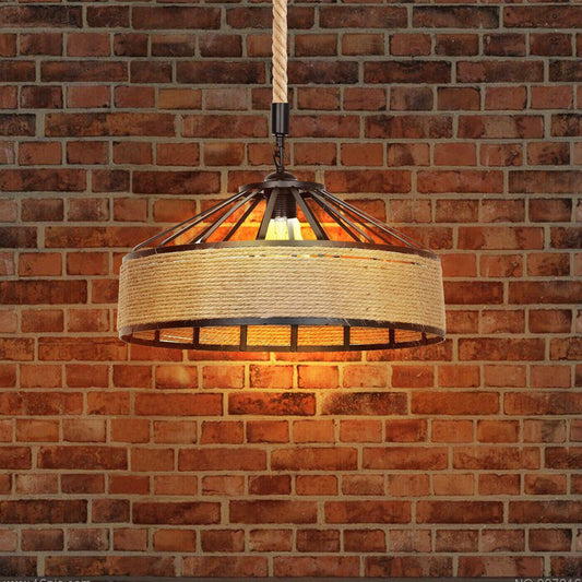 Hemp Roped Lamp Ceiling Pendant Light Shade Vintage Kitchen Lighting Fixtures~5070