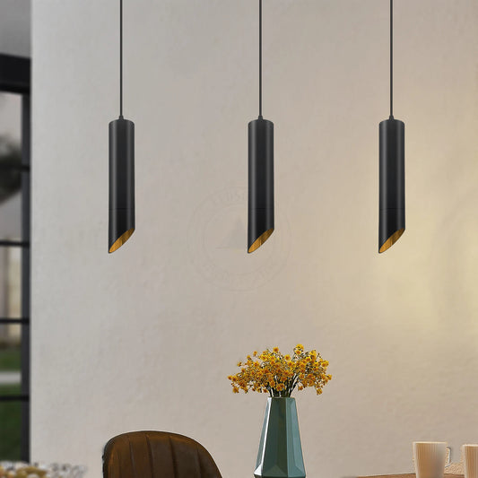 Modern Black & Gold Baton Pendant Light 400mm LED Cylinder ~6246