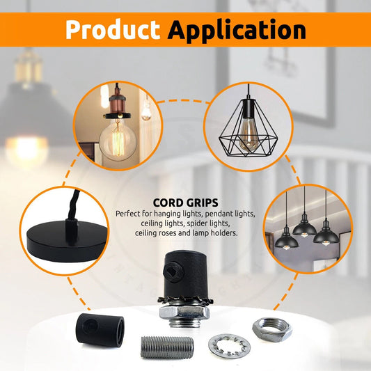 Paquete de 5 cierres de cable de metal con agarre retro para portalámparas colgante ~2411