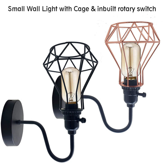 Two wall lights with geometric cage designs
