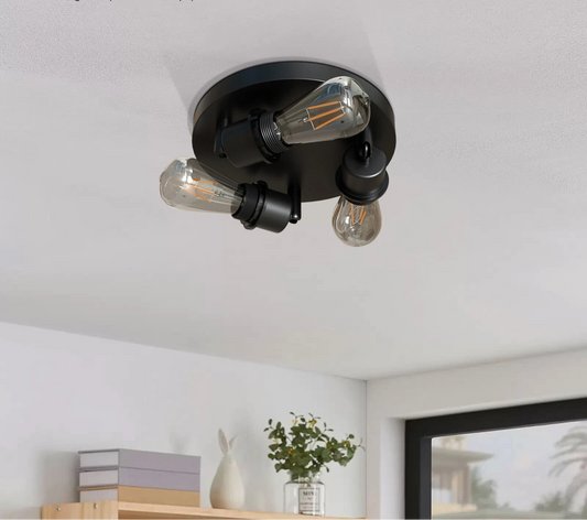 Modern Round Black Ceiling 3 Way Adjustable LED Spotlight ~5013