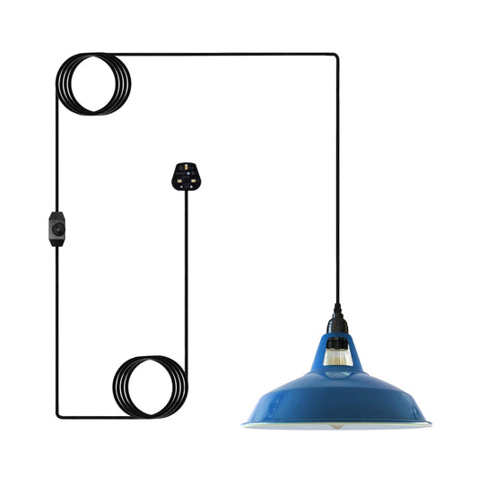 4m Plug in Hanging Pendant Light with 30cm Shade & Dimmer ~6498