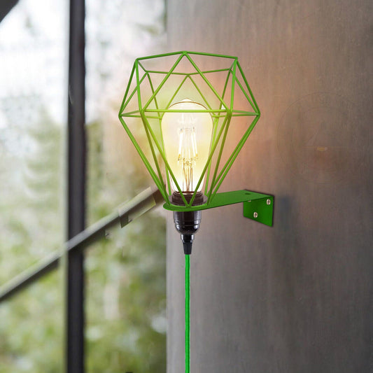 Vintage Industrial Green Wall Lights Retro Style Plug In Sconce Metal Fixture Lamp~001