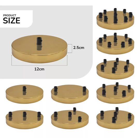 LEDSone industrial vintage 7 Outlet Yellow Brass Metal Ceiling Rose 120x25mm~2750