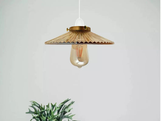 Lámpara colgante de techo de cristal ámbar estilo retro vintage ~2179