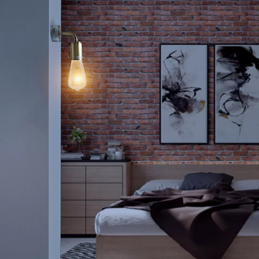 Aplique de pared vintage de metal rústico con soporte E27, luces de pared ~ 6015