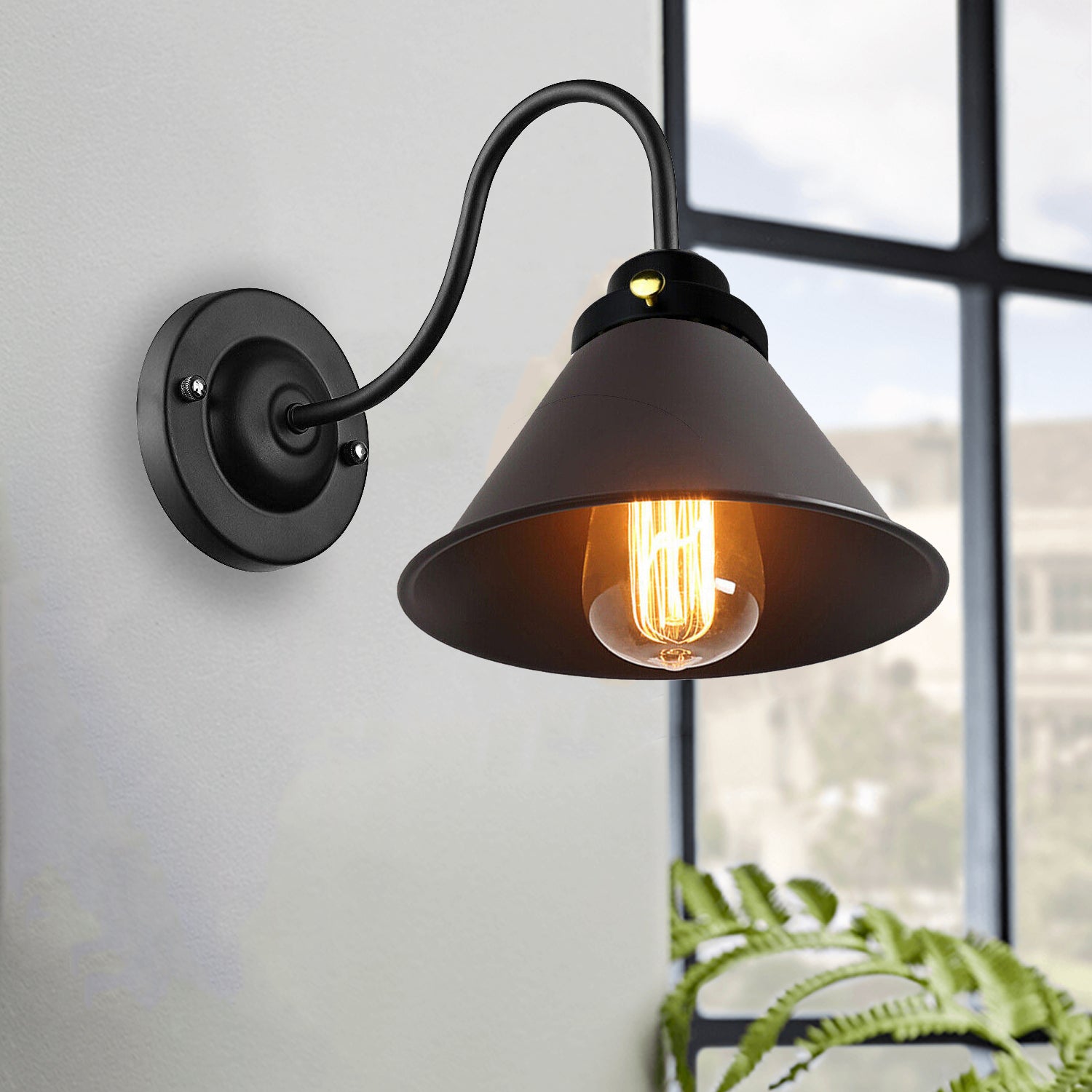 Brass Cone Swan Neck Wall Light UK – LEDSone UK Ltd