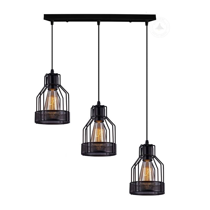 3 way Ceiling pendant Light Cage Rectangle Light Fitting