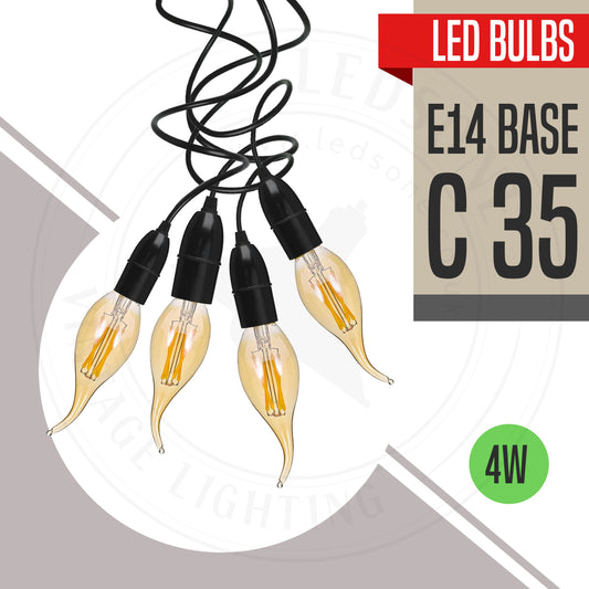 C35 Candle LED E14 Screw 4W Dimmable Bent Filament Light Bulb~3220