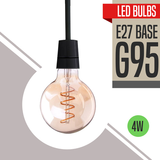Vintage Edison LED Light G95 Globe 4W E27 Screw Warm White Bulb~4061