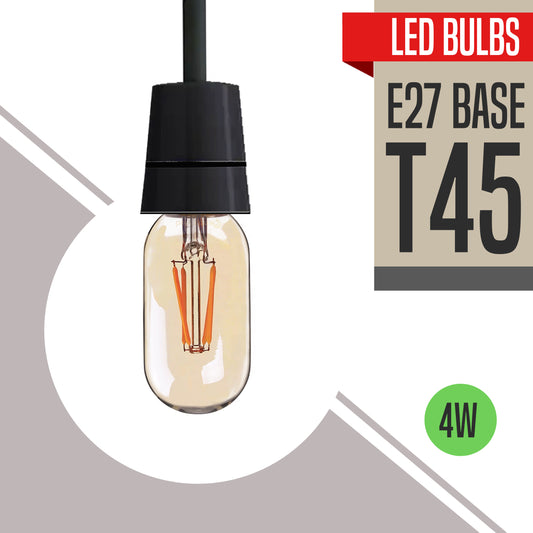 LED T45 E27 4W Filament Amber Glass 2700K Dimmable Bulb(Energy Saving)~1198