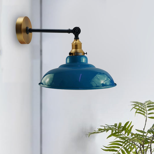 Dark Blue Shade With Adjustable Curvy Swing Arm Wall Light Fixture Loft Style Industrial Wall Sconce~3470 - LEDSone UK Ltd