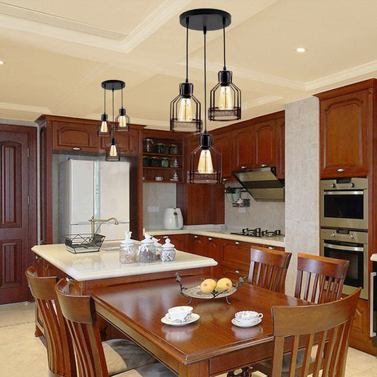 Vintage Ceiling Pendant Light Shades Metal Caged Design 3 Head Chandelier Light~4058 - LEDSone UK Ltd