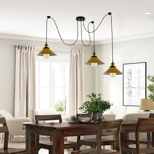 Modern large spider Braided Pendant lamp 3heads Clusters of Hanging Yellow Cone Shades Ceiling Lamp Lighting~3433 - LEDSone UK Ltd