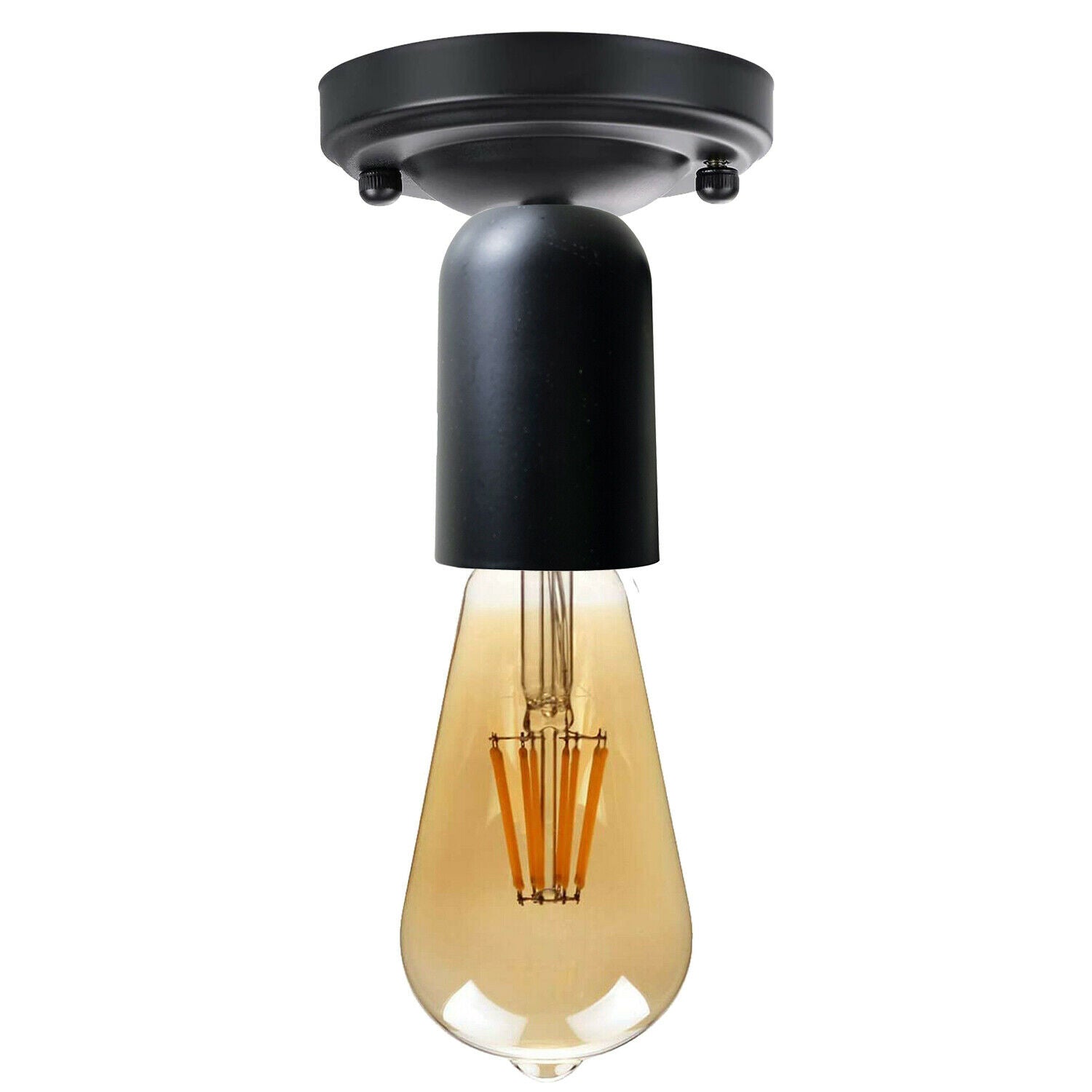 LEDSONE Vintage Flush Mount Ceiling Light – Industrial E27 Lamp, Metallic Finish, 26cm