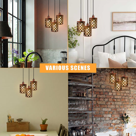 Industrial Retro pendant light 3 way Round ceiling base brushed finished Metal Ceiling Lamp Shade Pendant E27 lamp base for Home Living room Office Kitchen Restaurant