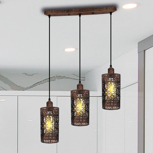 Industrial Retro pendant light 3 way Rectangle ceiling base