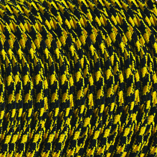 3 Core Vintage Twisted Yellow and Black Fabric Lighting Cable Flexible Yellow and Black Braided Fabric Cord for Pendant Lights