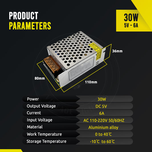 IP20 DC5V 30W 6A Constant Voltage LED Transformer~3287
