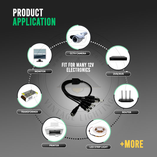 CCTV DC Power supply Splitter 2/4/6/8 Way Adapter 2.1mm Female to Male cable ~4093