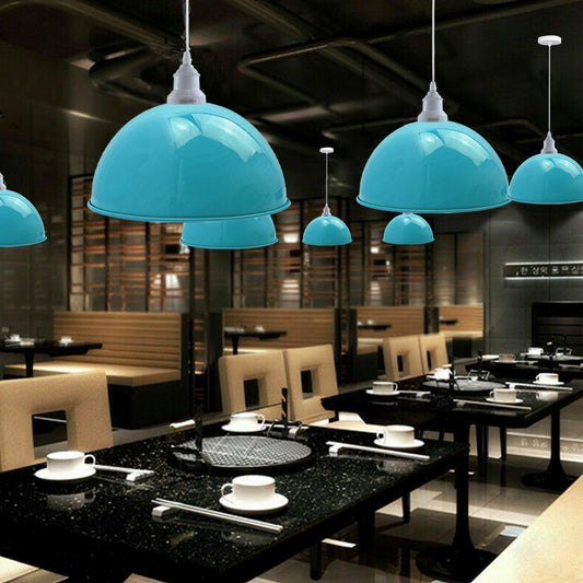4 Pack Vintage Industrial Ceiling Light Blue Pendant Light Retro Loft Style Metal Shade Lamp~3570 - LEDSone UK Ltd