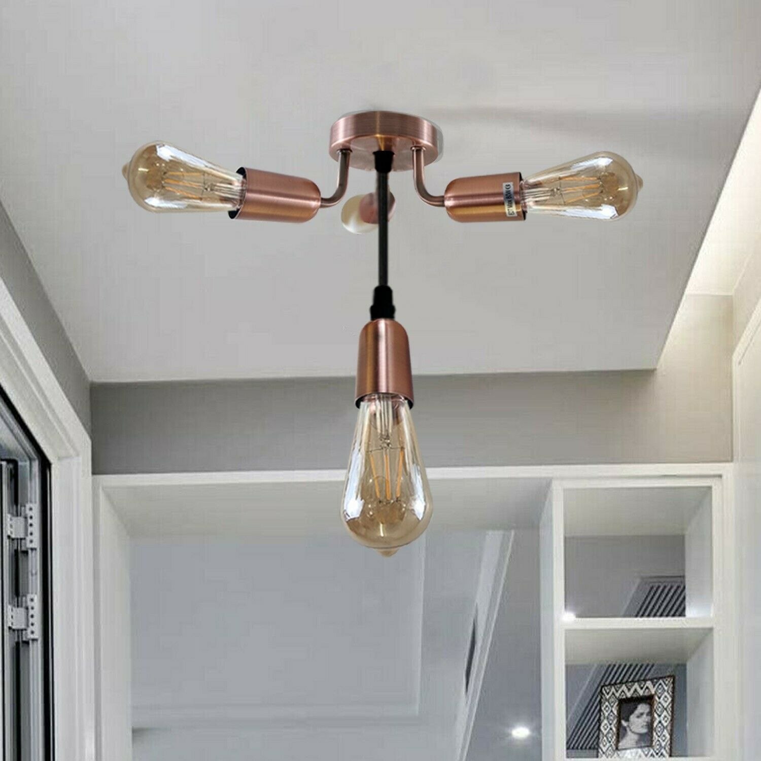 Vintage Light Flush Mount Industrial Metal 4-Lights Ceiling