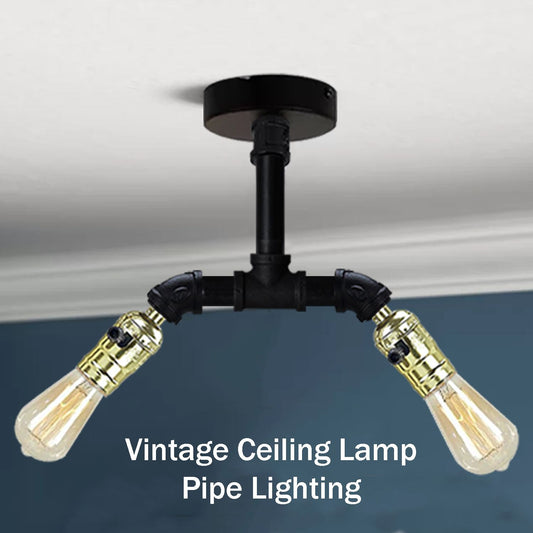 Modern Vintage Industrial Retro Loft Ceiling Lamp Shade Pendant Pipe Light