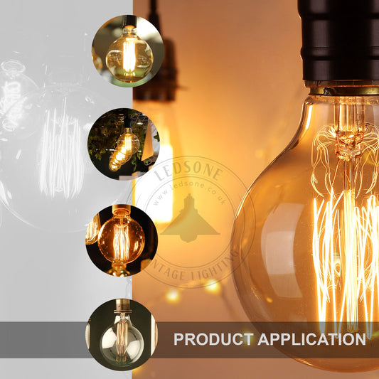 Bombilla LED vintage de filamento tipo bayoneta G95, 4 W, B22, Edison, decorativa, ~3080