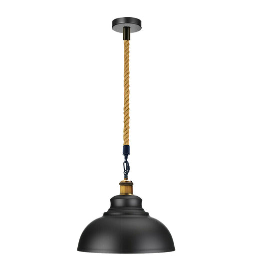 Black Ceiling Industrial Pendant Shade Modern Hemp Hanging Retro Light~1936 - LEDSone UK Ltd