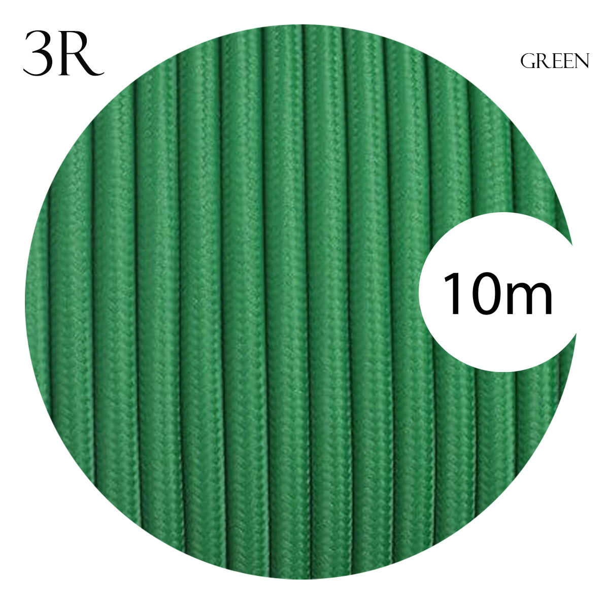 3 core round cable 10m green